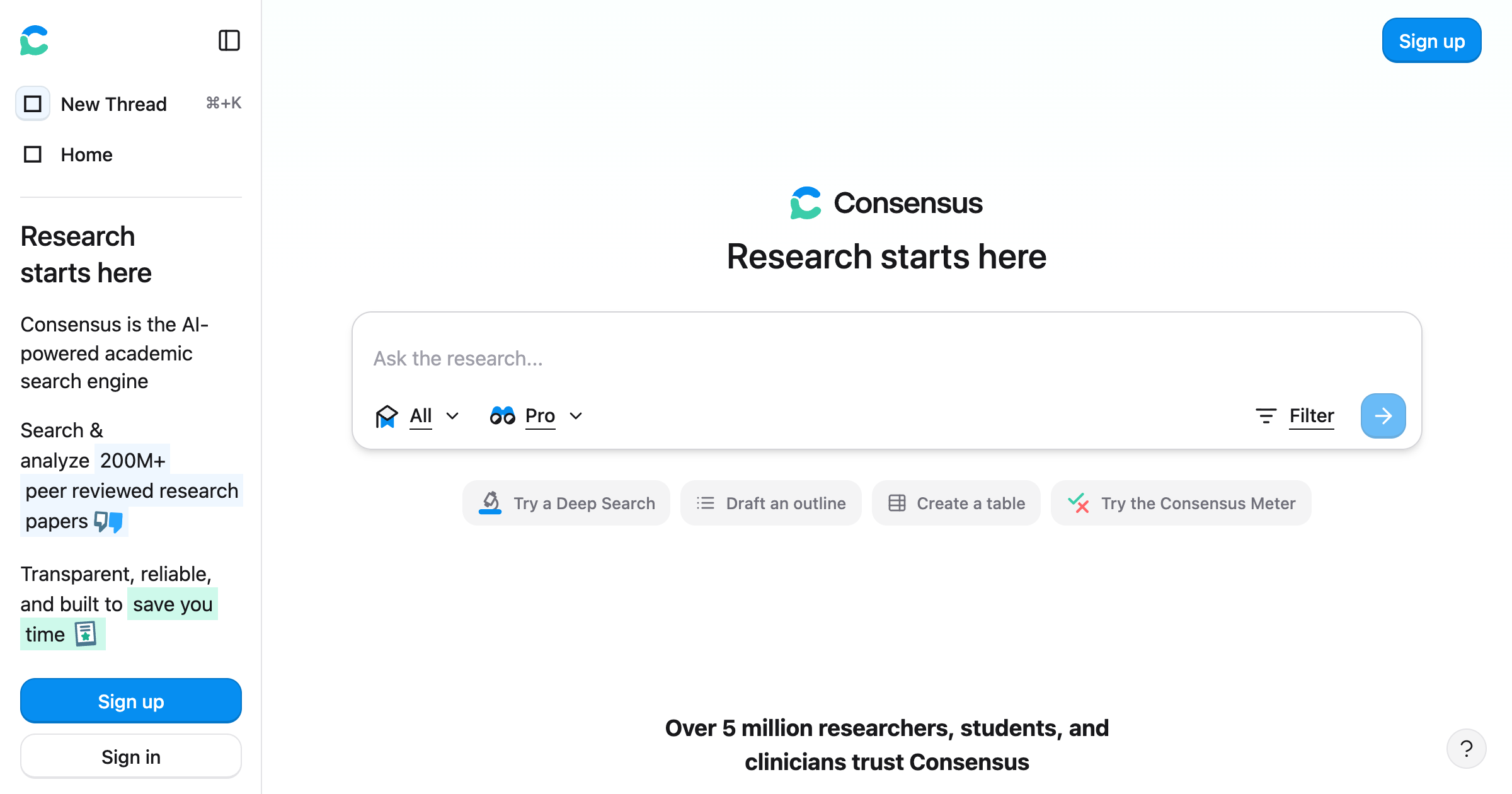Consensus interface screenshot