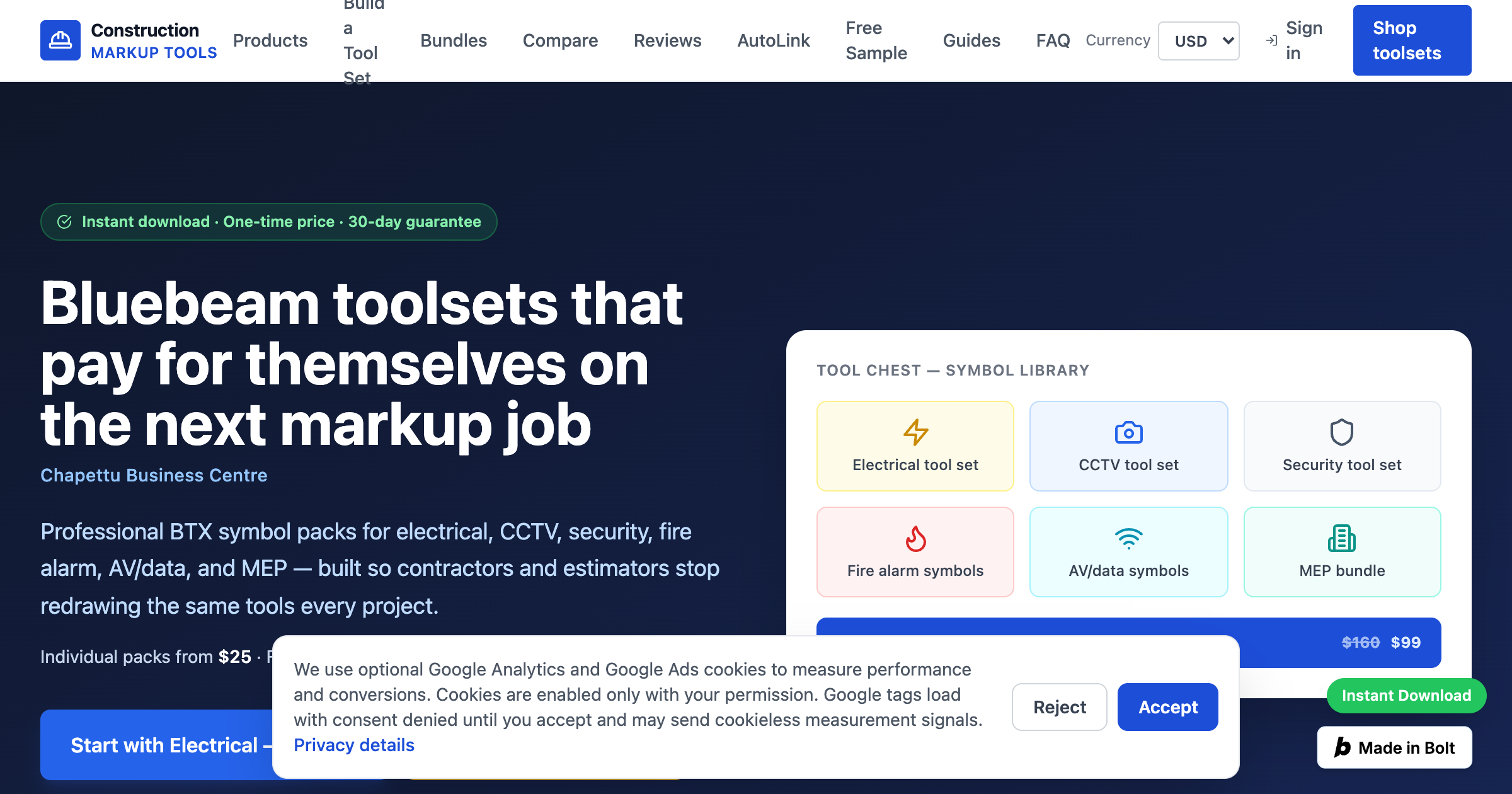 Construction Markup Tools interface screenshot