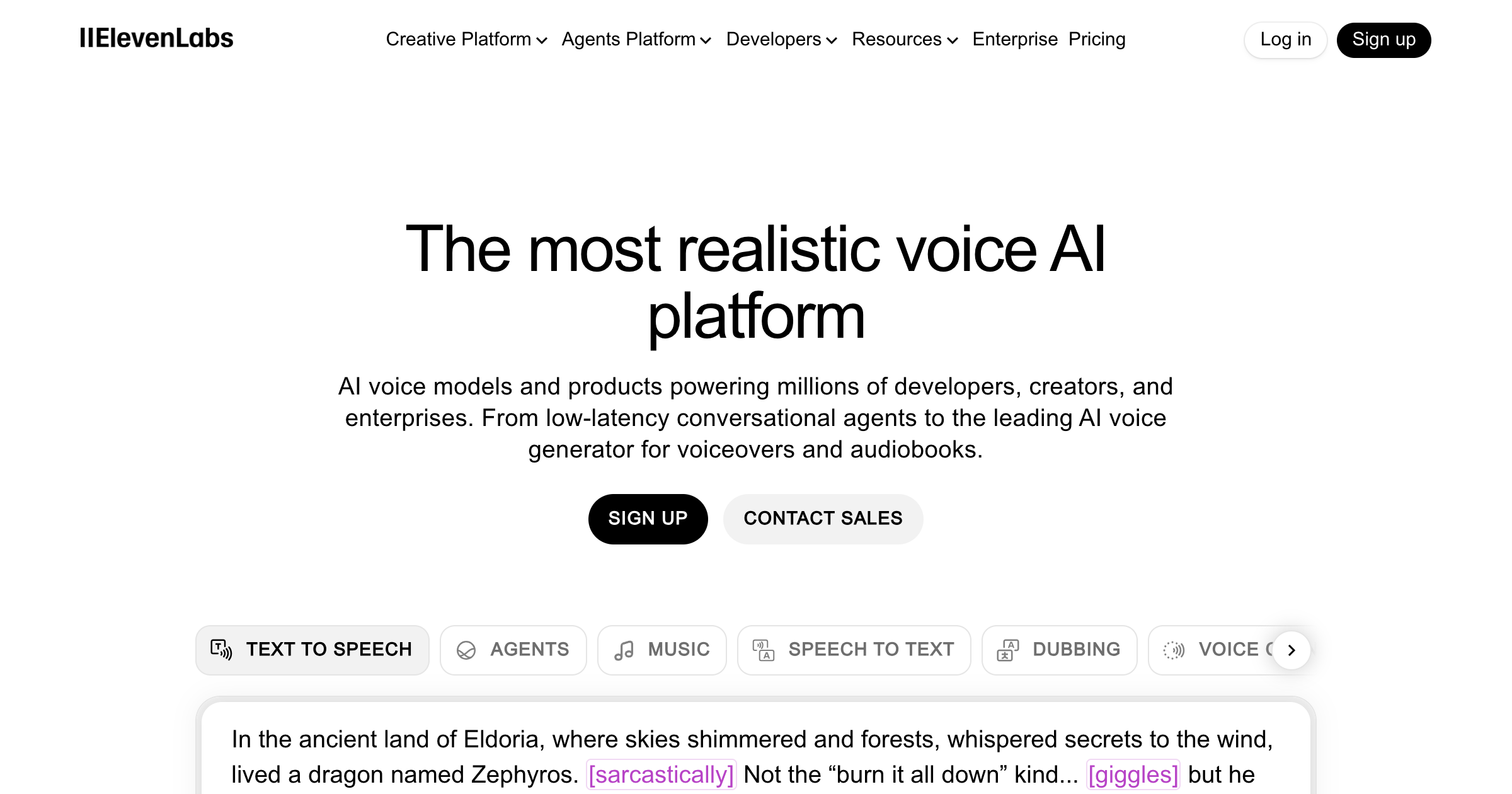 ElevenLabs interface screenshot
