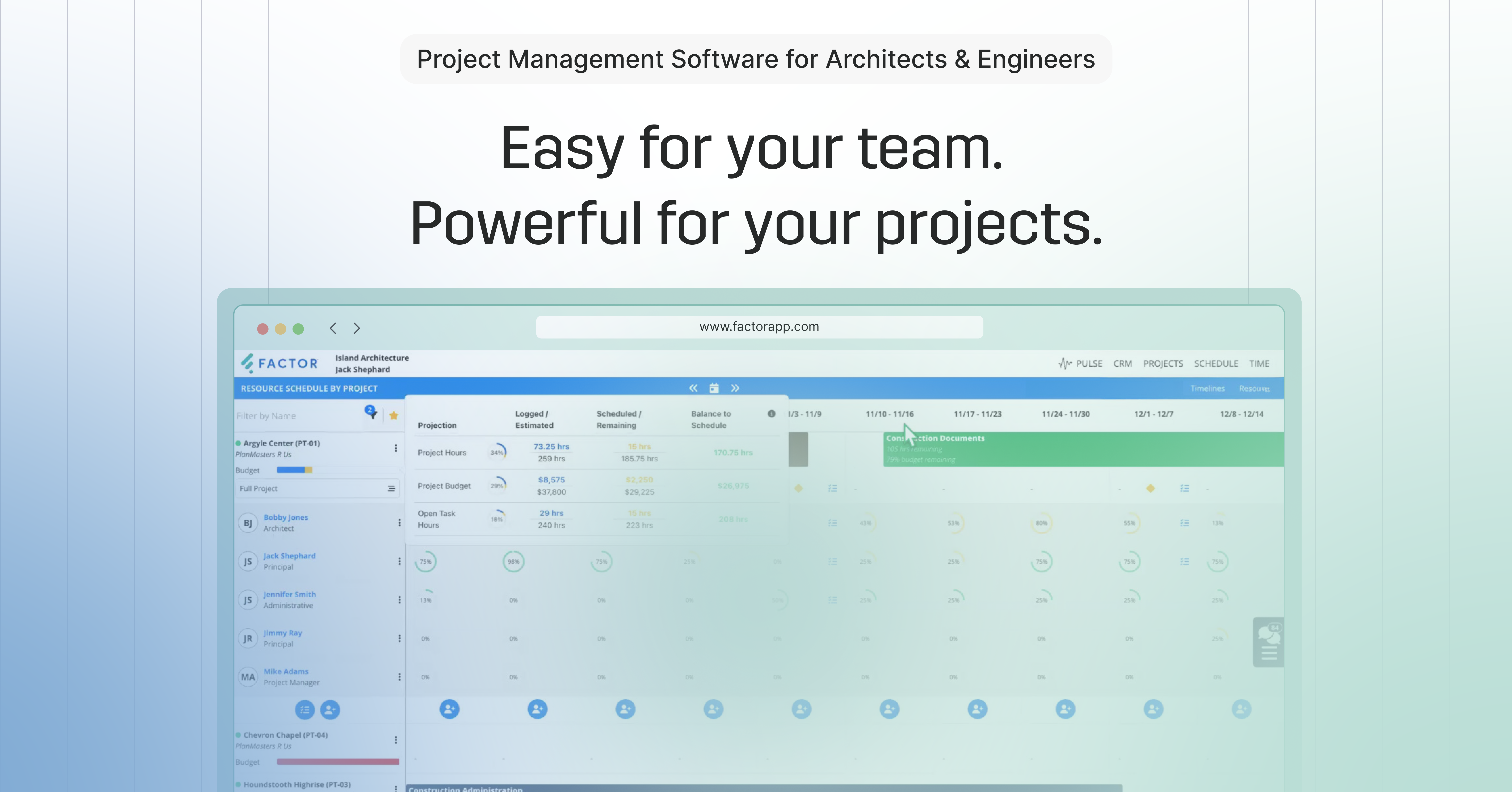 Factor A/E interface screenshot