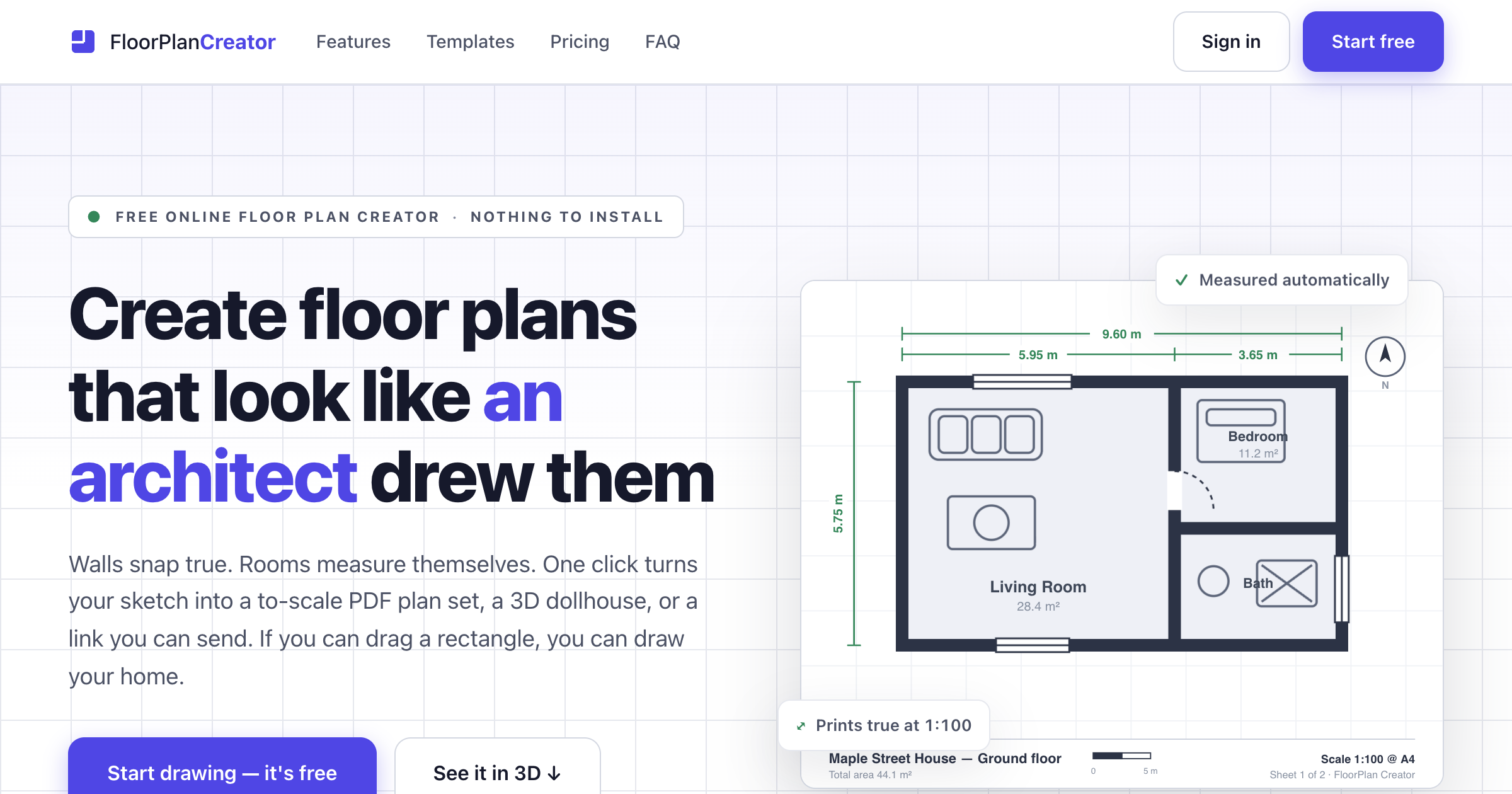 FloorPlan Creator interface screenshot