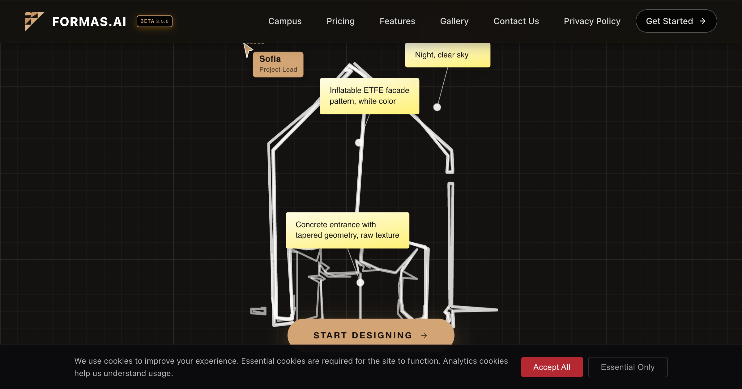 Formas AI interface screenshot