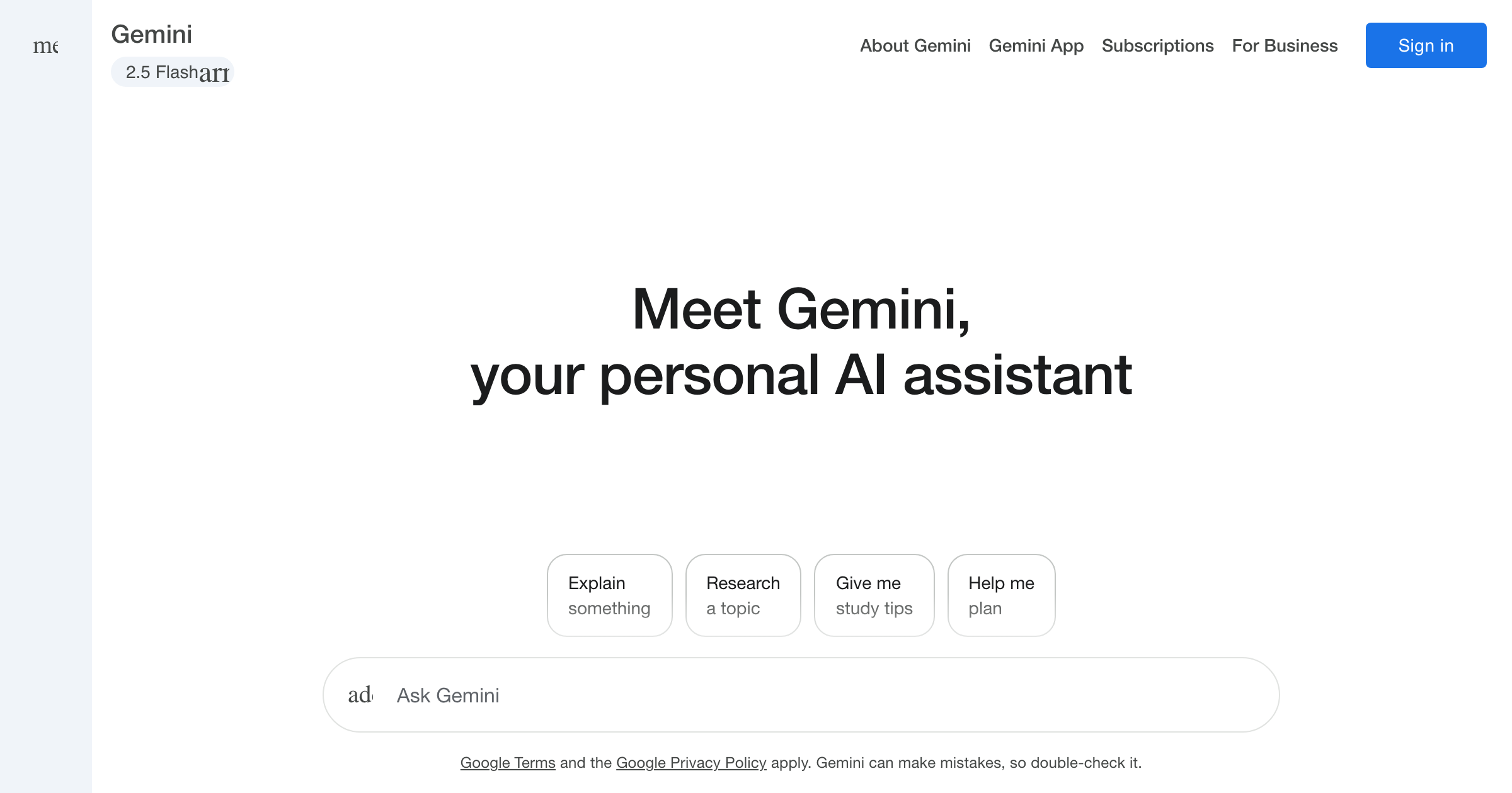 Google Gemini interface screenshot