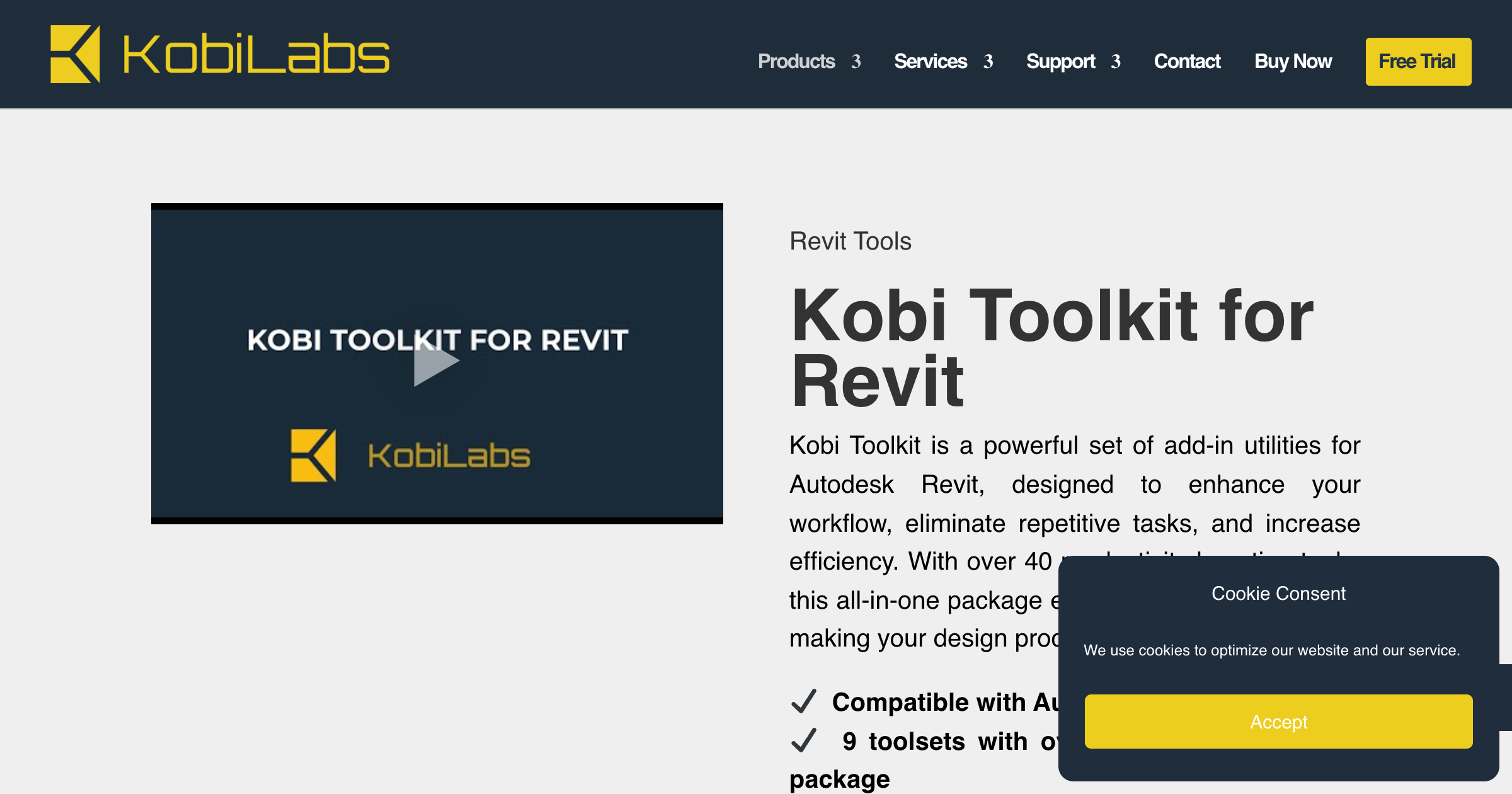 Kobi Toolkit for Revit interface screenshot