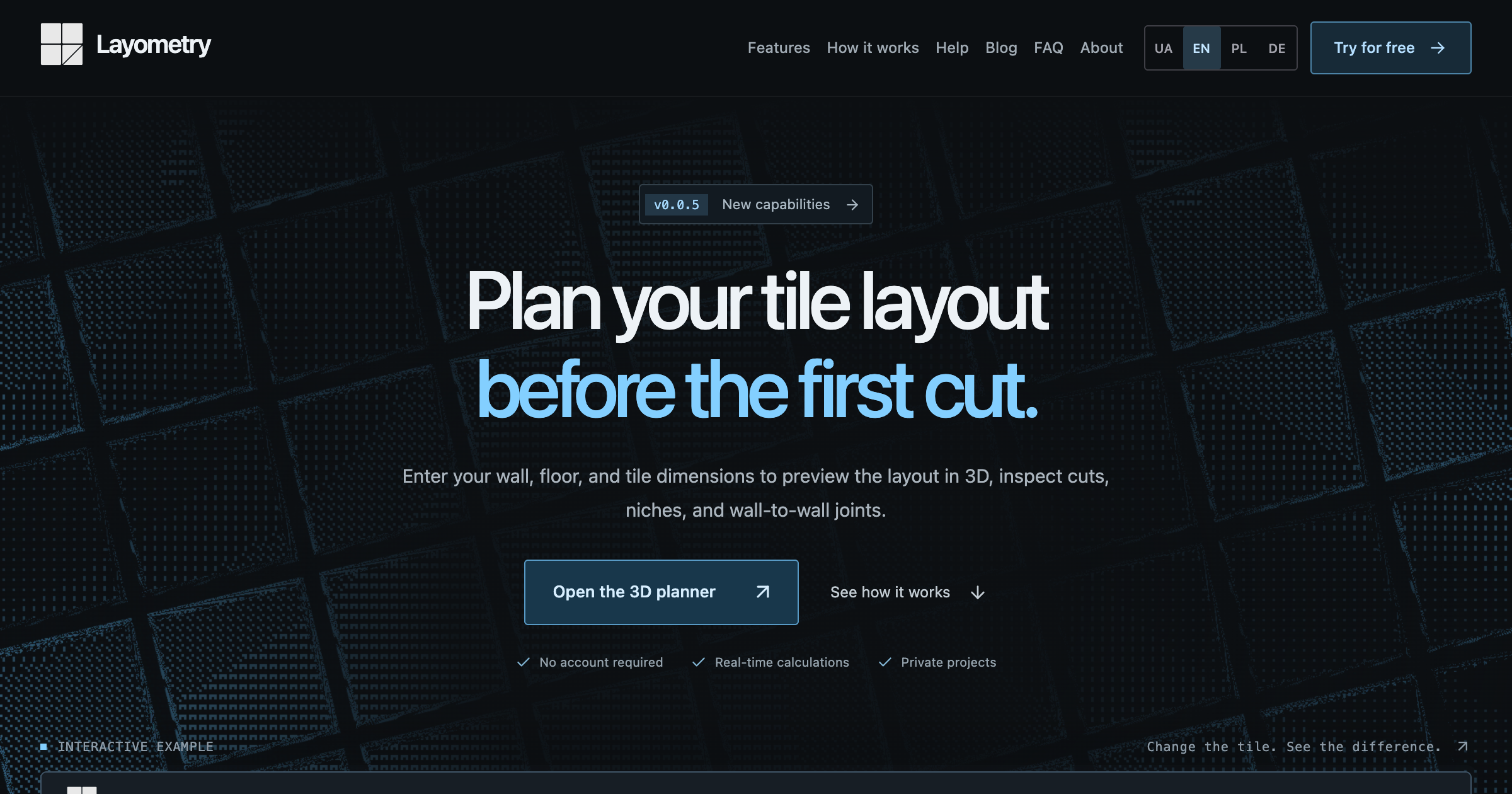 Layometry interface screenshot