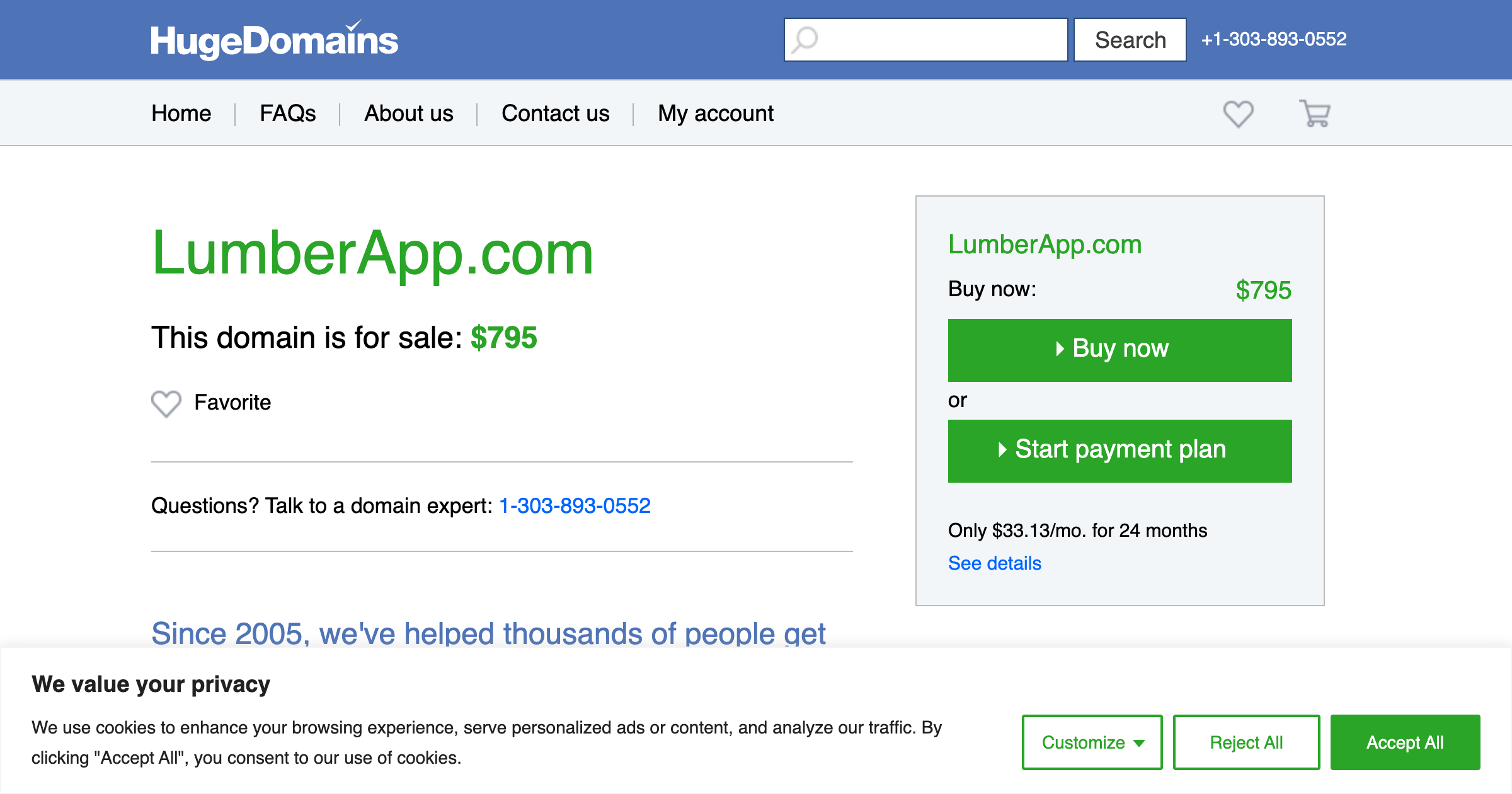 Lumber interface screenshot