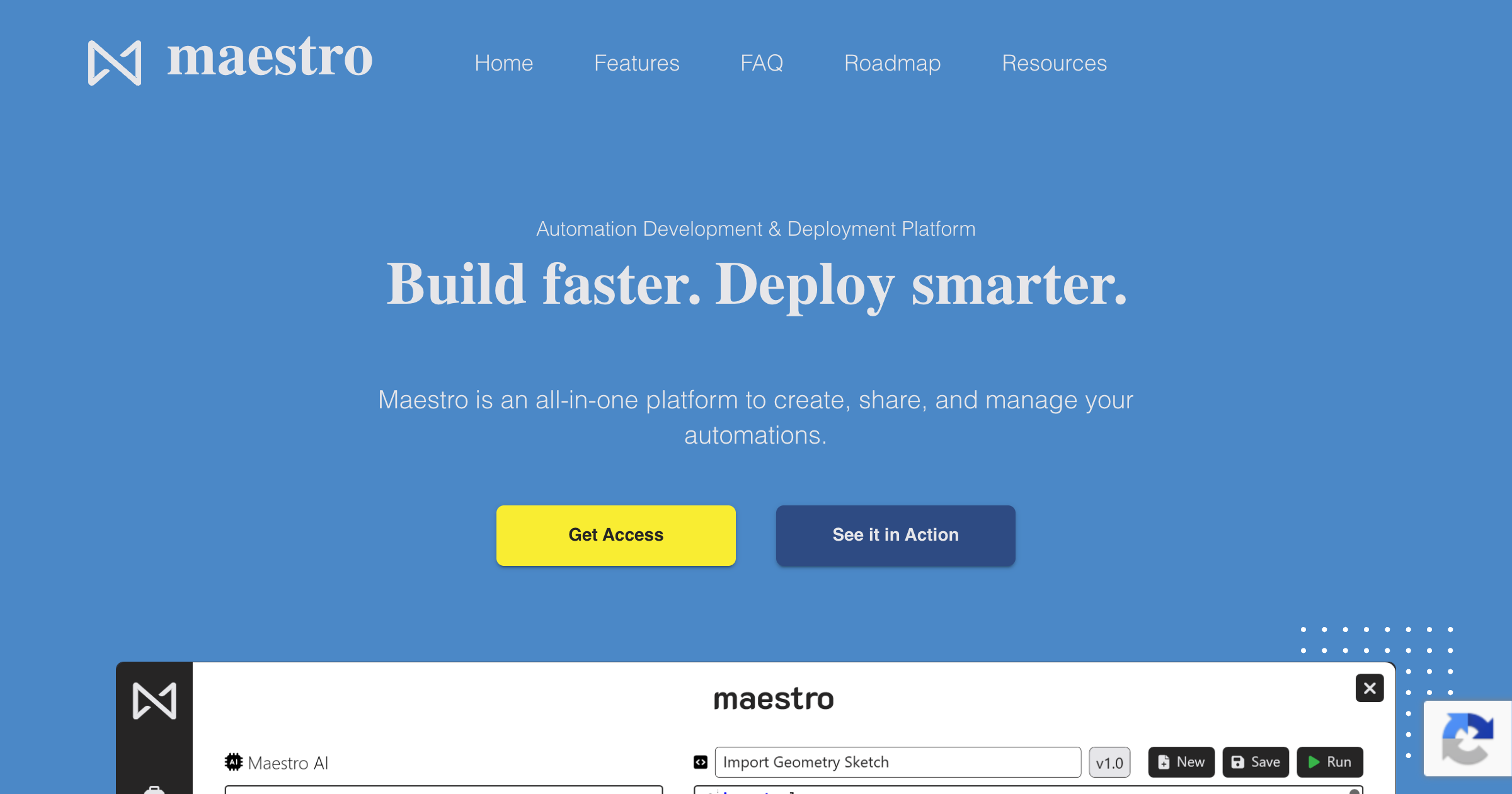 Maestro interface screenshot