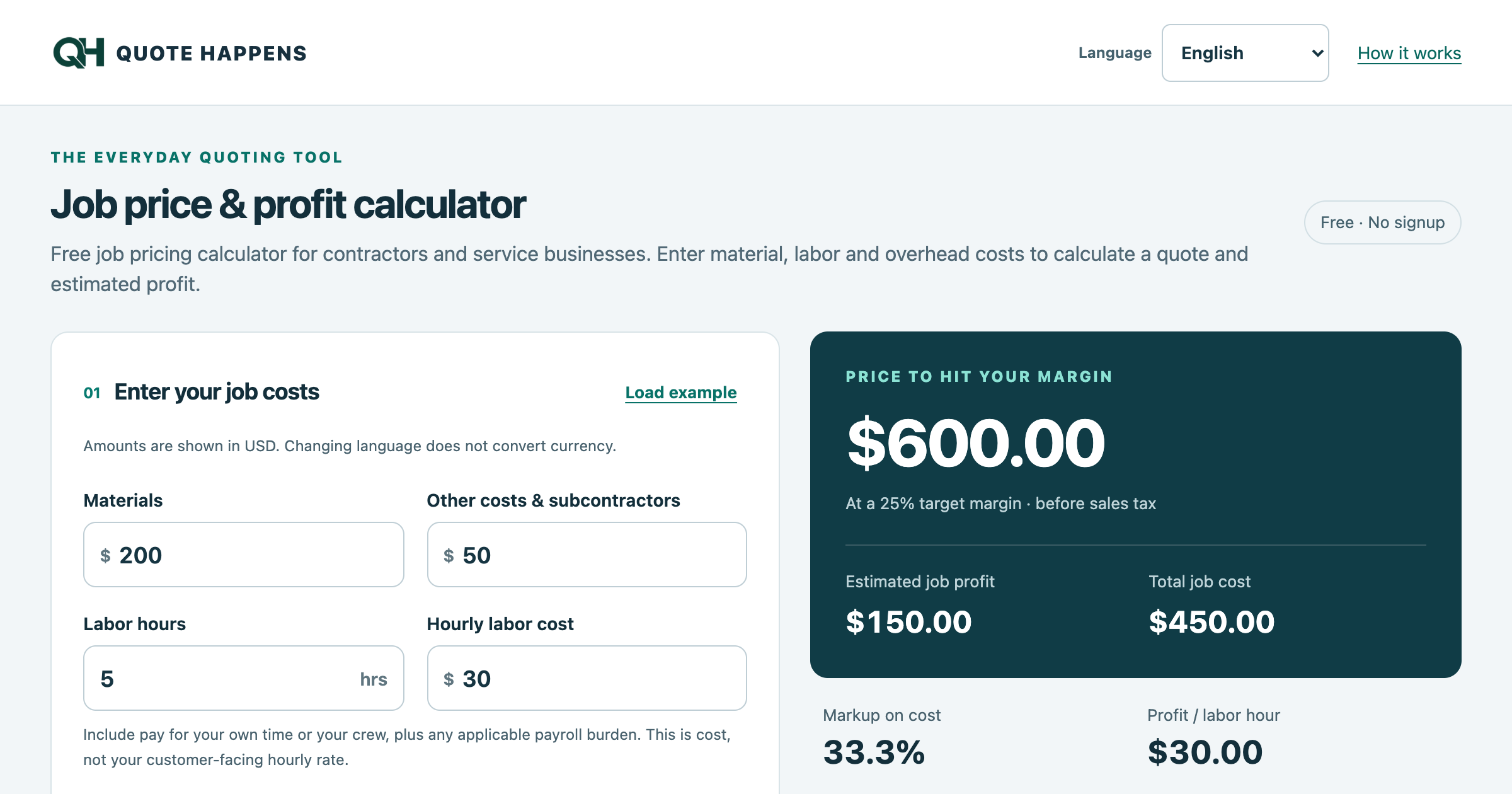 Quote Happens interface screenshot