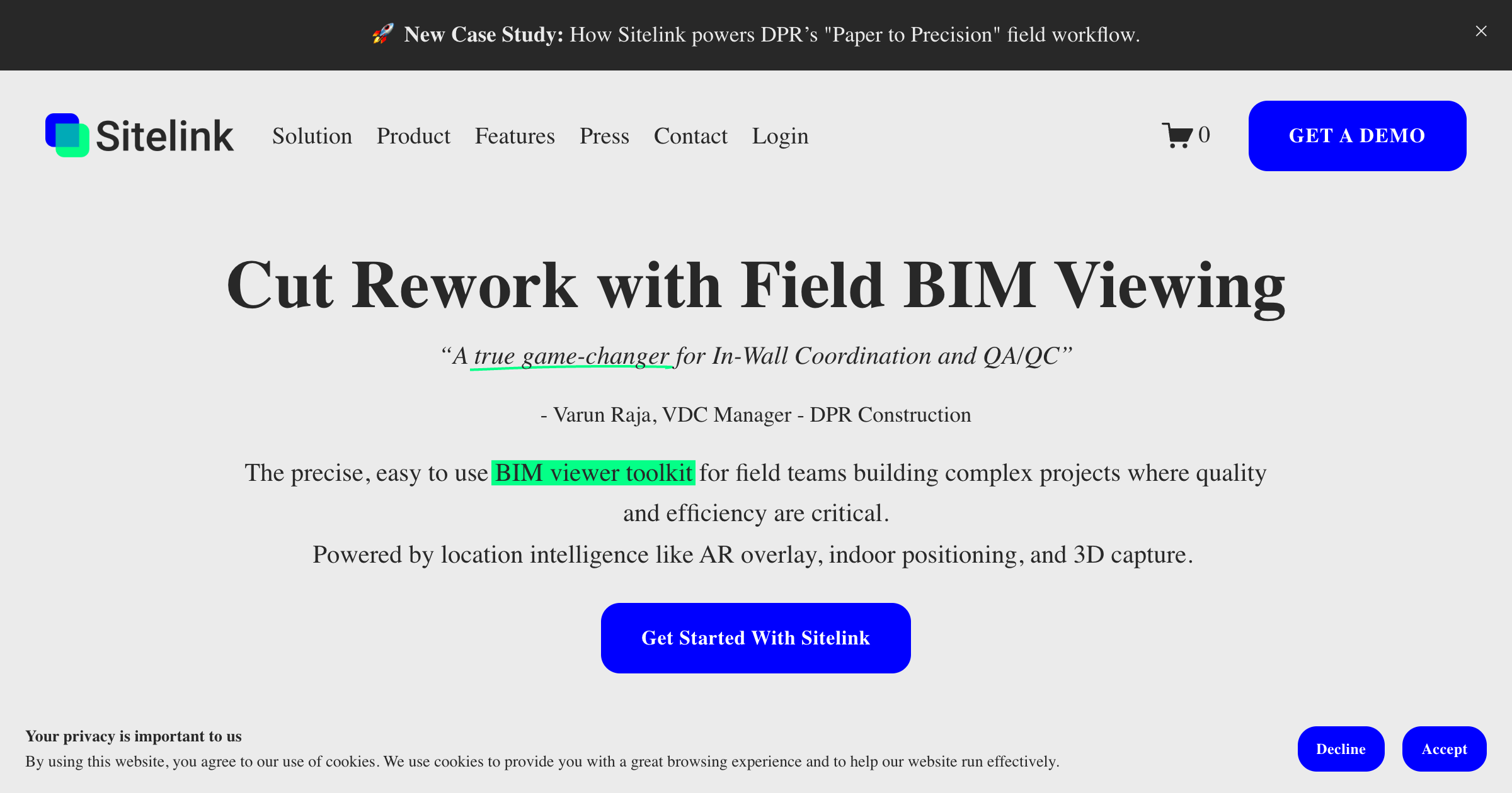 Sitelink interface screenshot