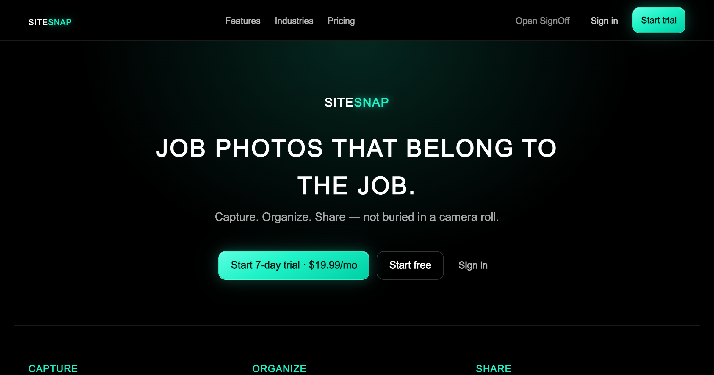 SiteSnap + SignOff Pro interface screenshot