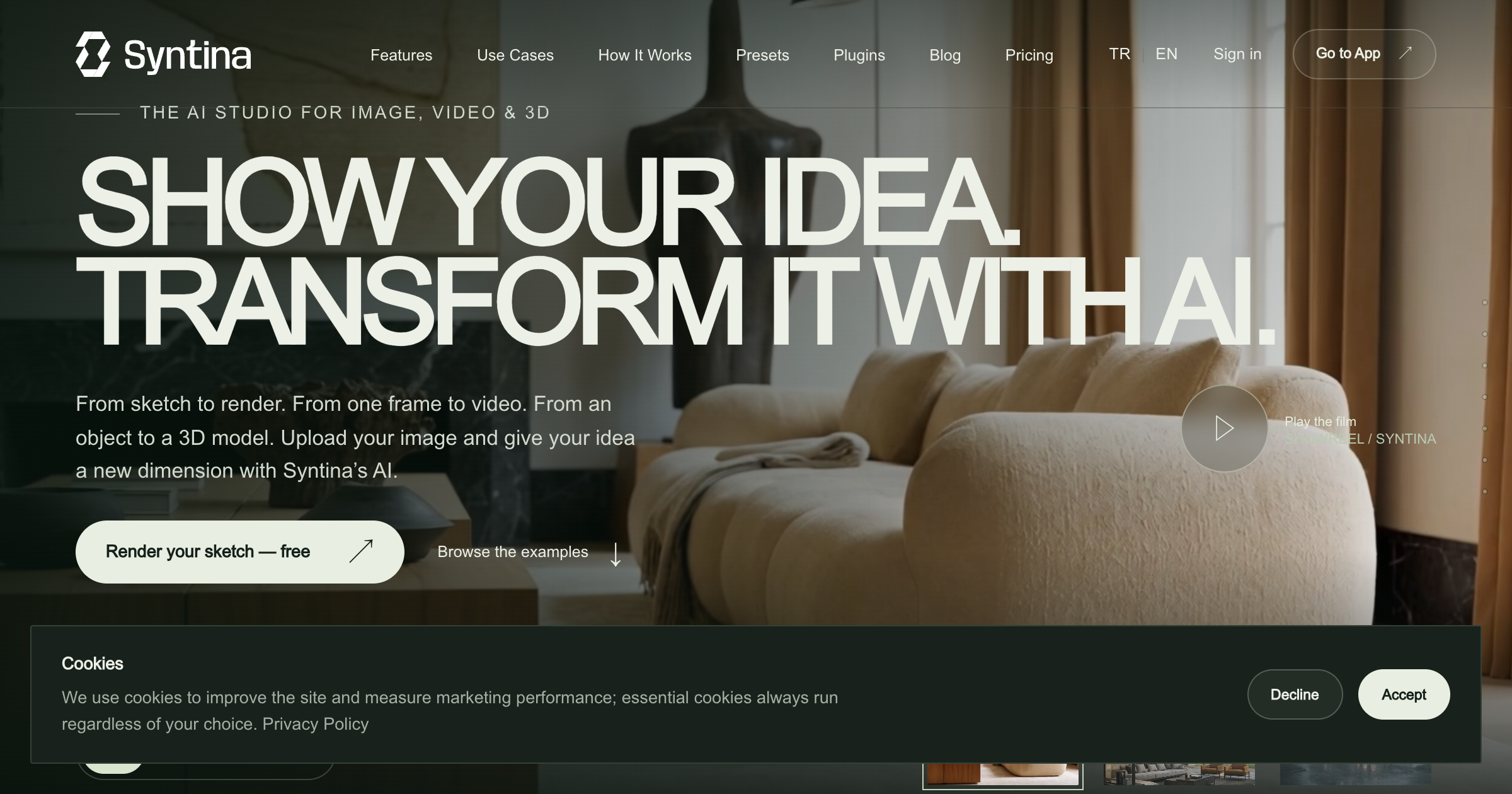 Syntina AI interface screenshot