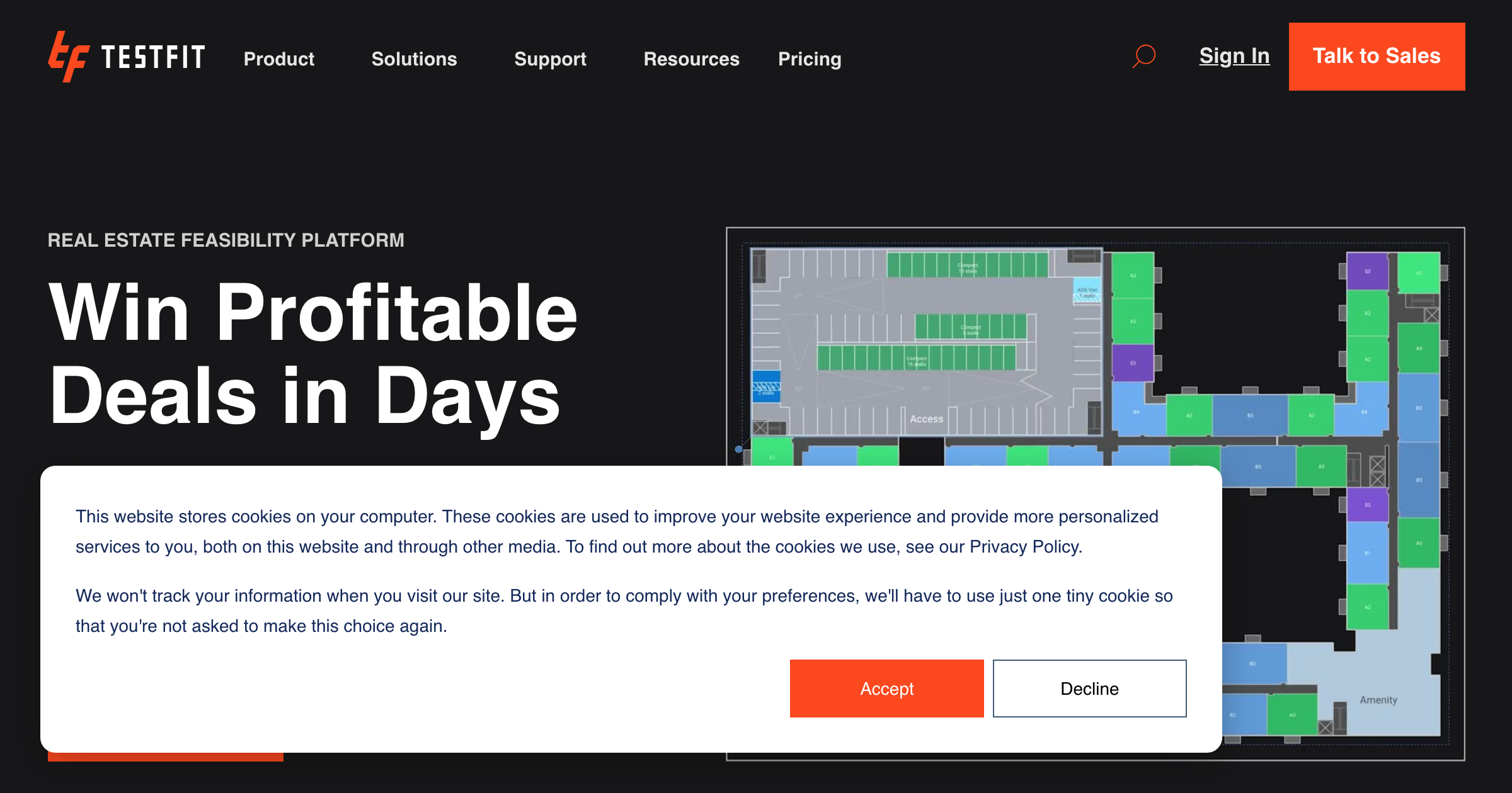TestFit interface screenshot
