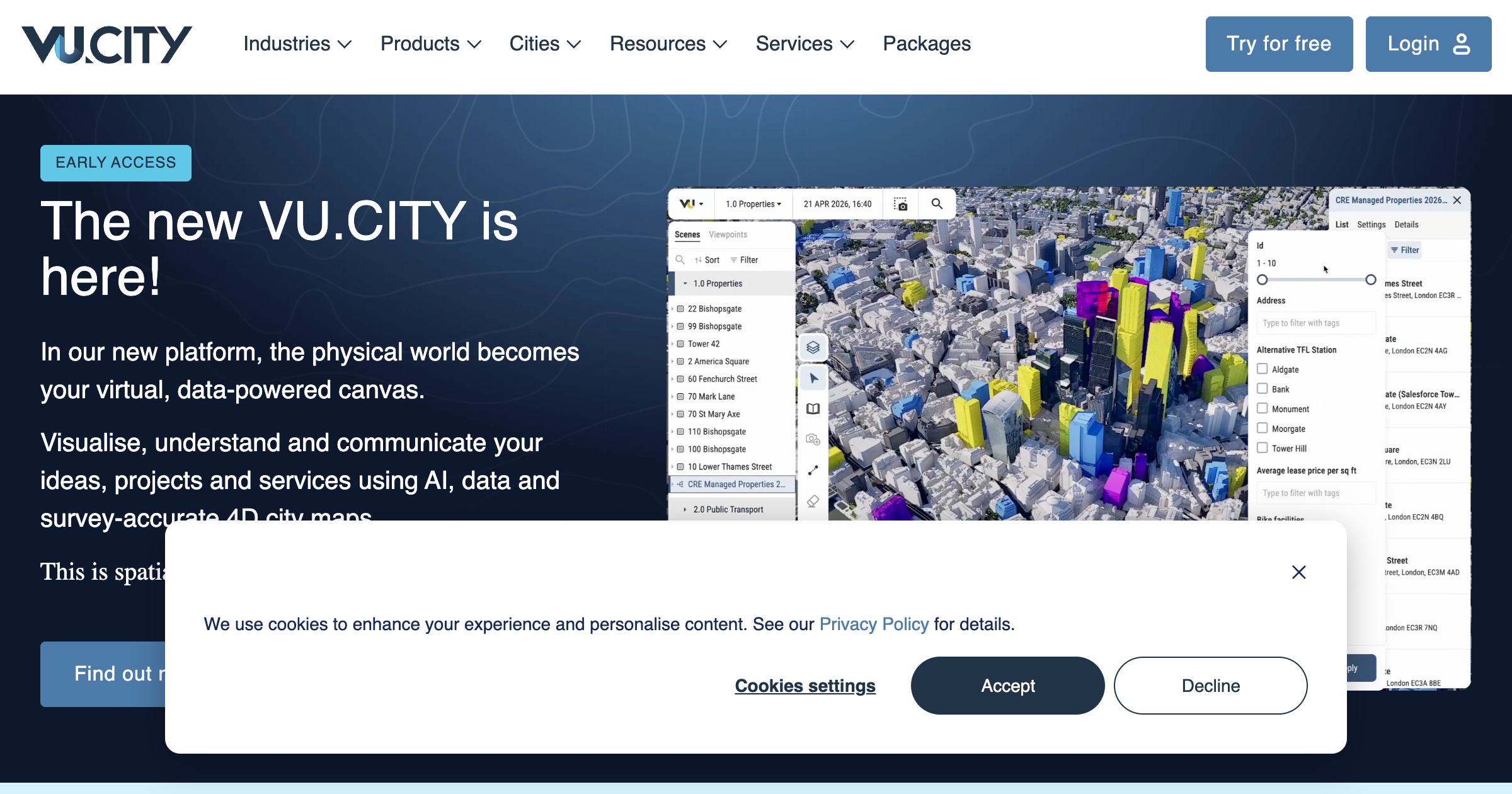 VU.City interface screenshot